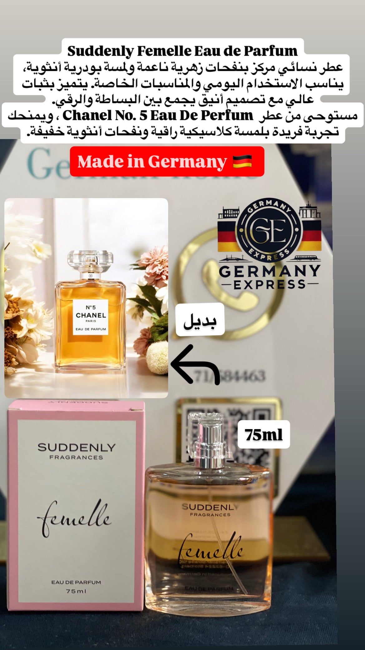 SUDDENLY Fragrances Femelle Eau De Perfume. 75ml
