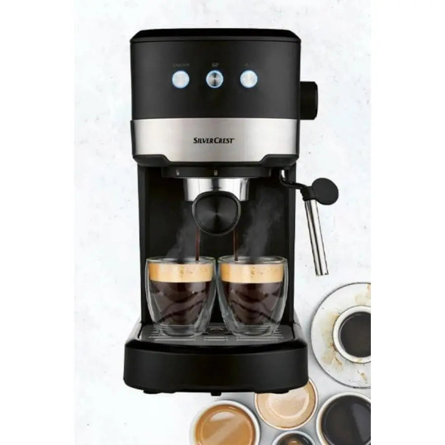 SilverCrest Espresso Coffee Machine, 1100 Wat,15 Bar,1.5 L, stainless steel Filter.