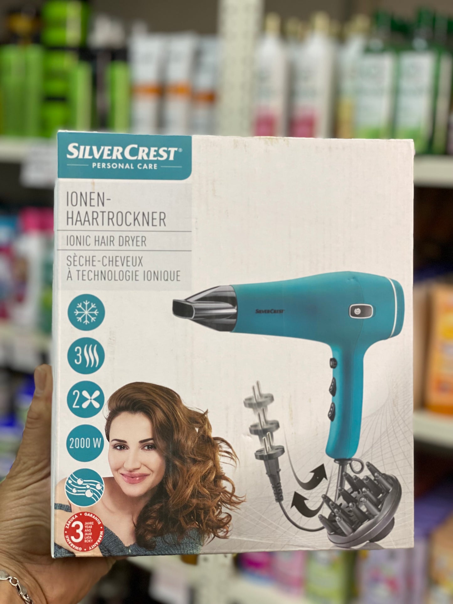 SILVER CREST PERSONAL CARE IONIC HAIR DRYER 2000 W-blue