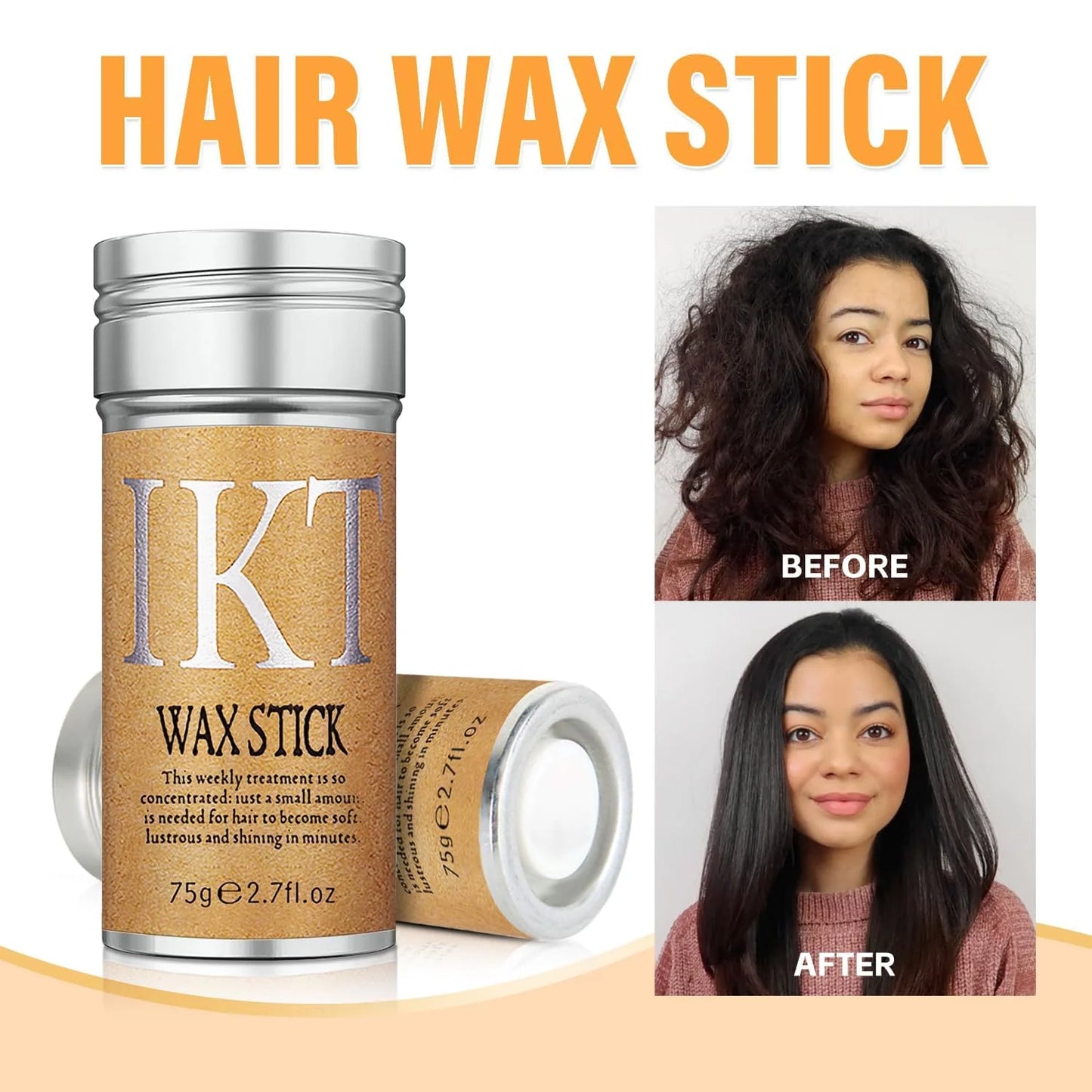 IKT Hair Wax Stick, Wax Stick for Hair, Slick Stick for Hair Non-greasy Styling Hair Pomade Stick, Strong Hold Makes Hair Look Neat and Tidy