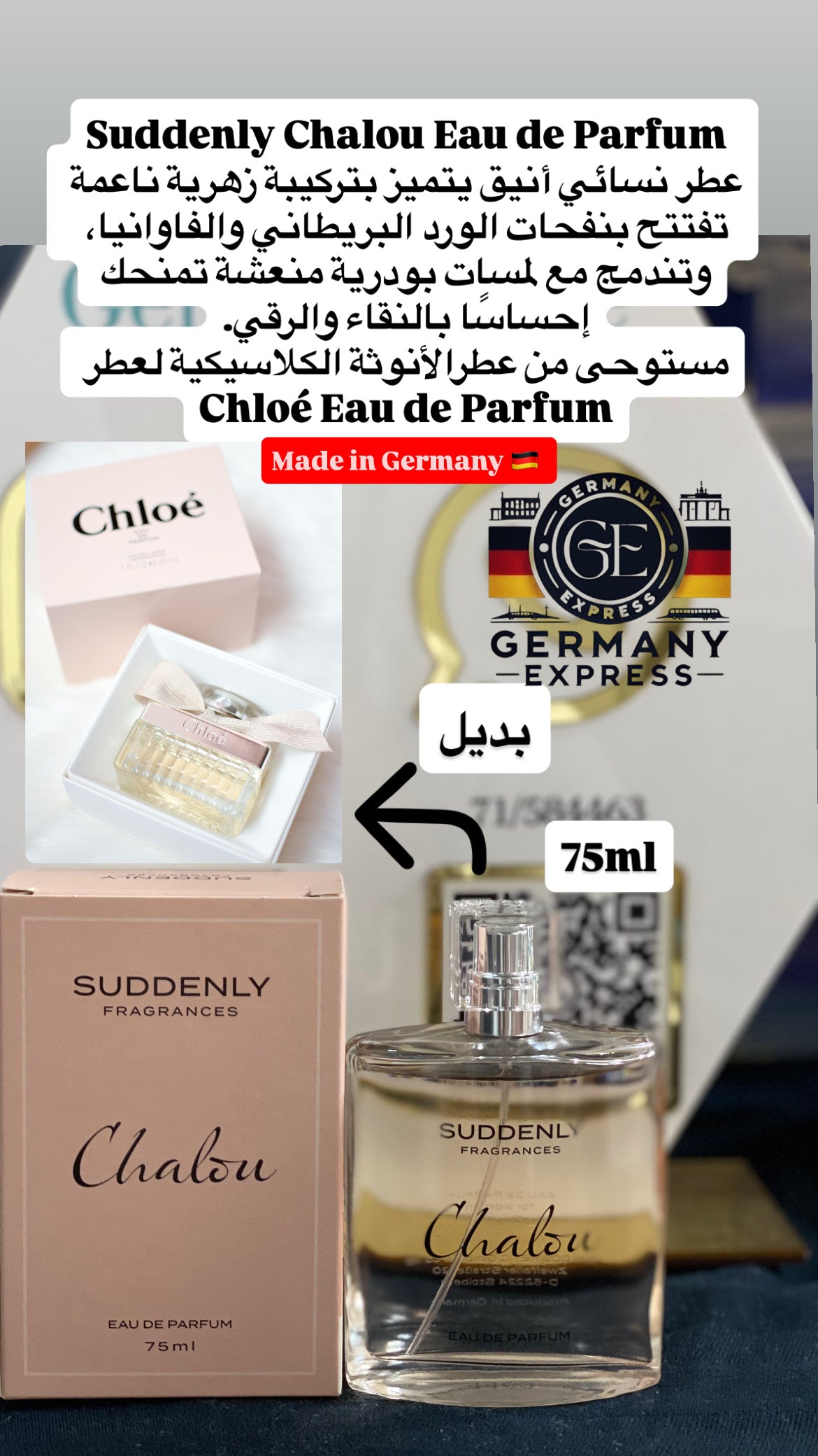 SUDDENLY Fragrances Chalou Eau De Perfume. 75ml