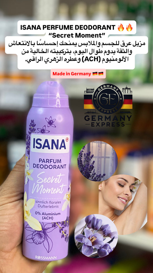 ISANA PARFUM DEODORANT Secret Moment 0% Aluminium (ACH). 150ml
