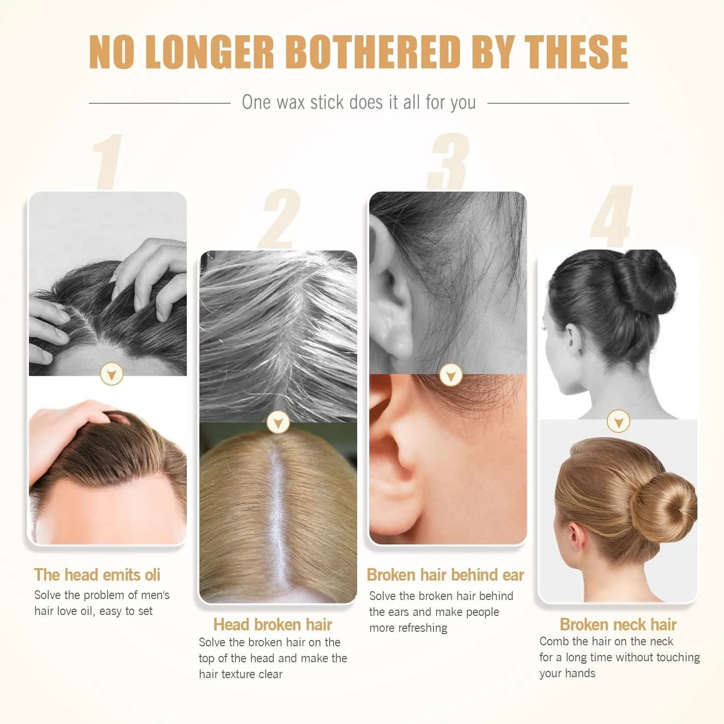 IKT Hair Wax Stick, Wax Stick for Hair, Slick Stick for Hair Non-greasy Styling Hair Pomade Stick, Strong Hold Makes Hair Look Neat and Tidy