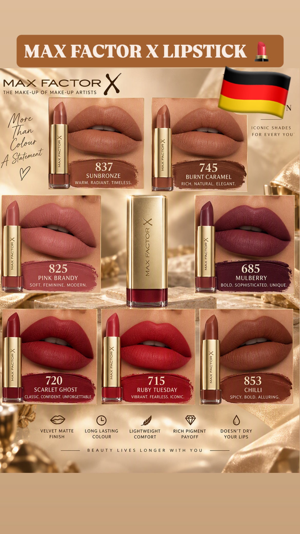 MAX FACTOR X LIPSTICKS.