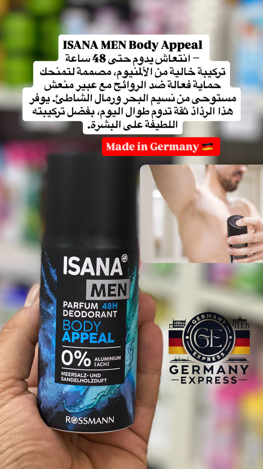 Isana Men Perfum Deodorant Body Appeal 0% Aluminum 48h. 150ml