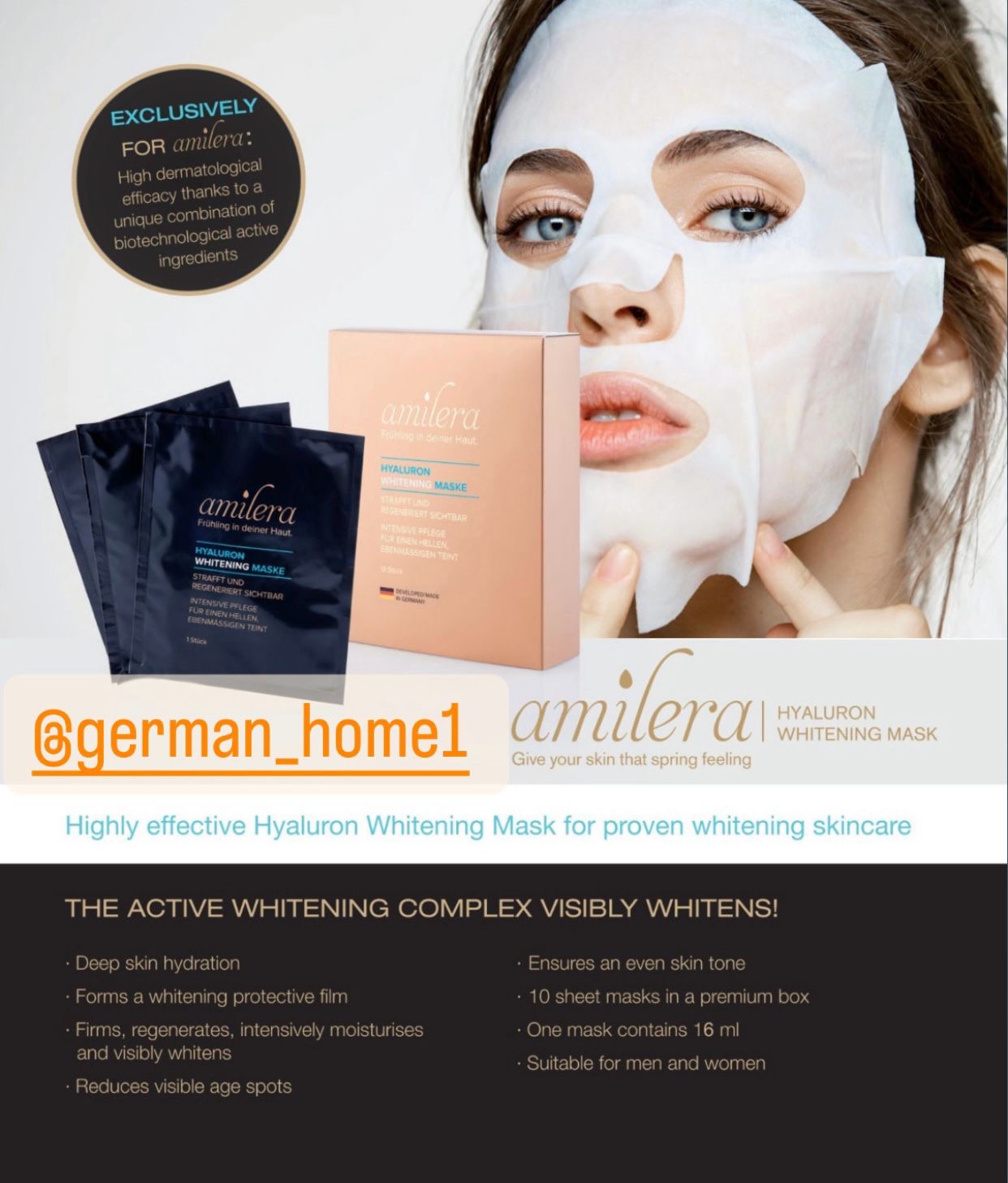 Amilera Hyaluron Whitening Sheet Mask.