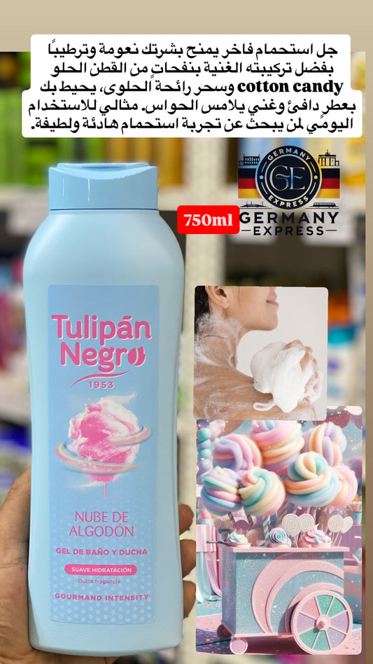 Tulipán Negro – Cotton Cloud Shower Gel,  Soft Hydration, Sweet Fragrance.750ml
