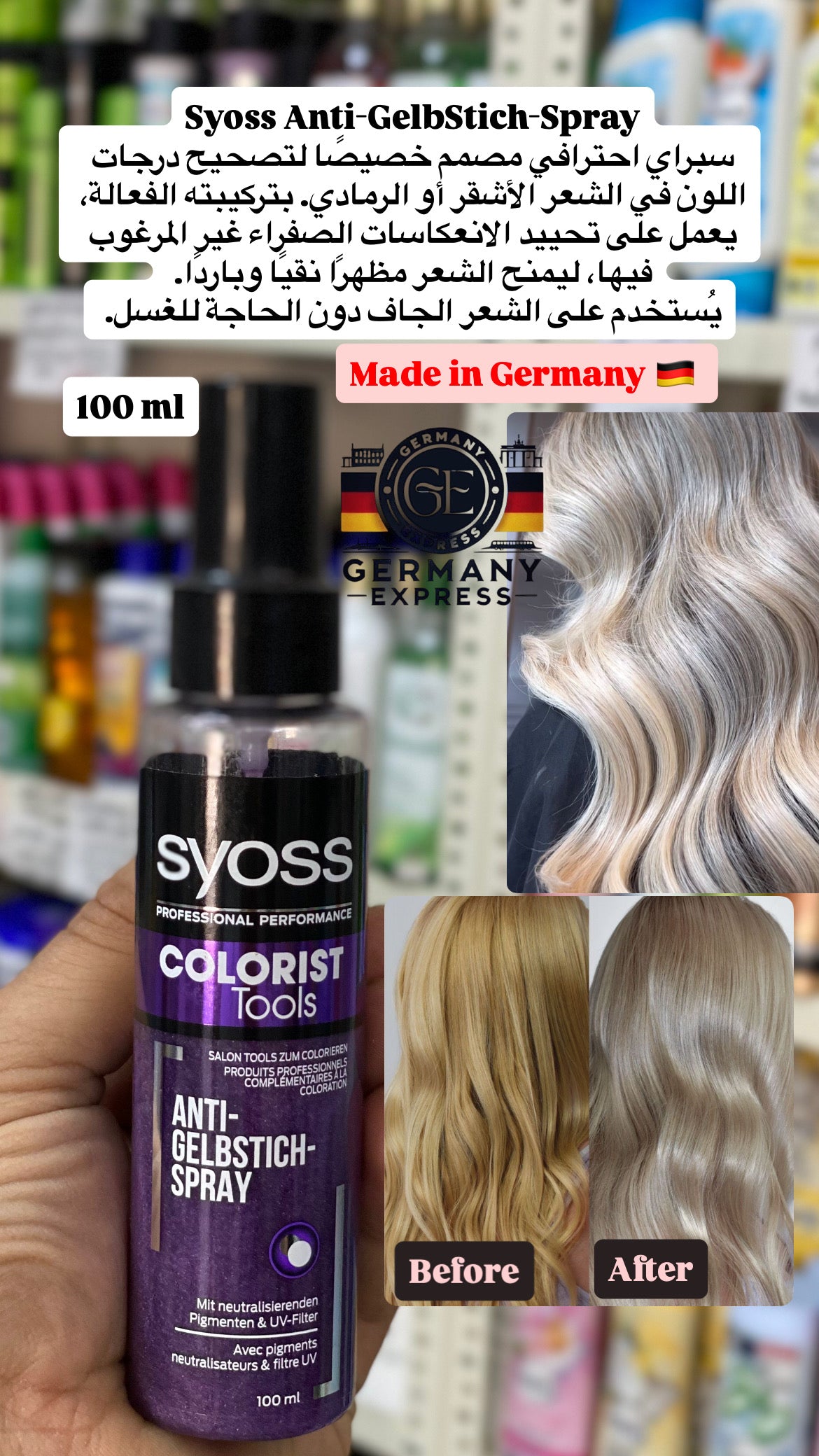 Syoss Professional Colorist Tools Anti-Yellow Tint Spray. 100ml