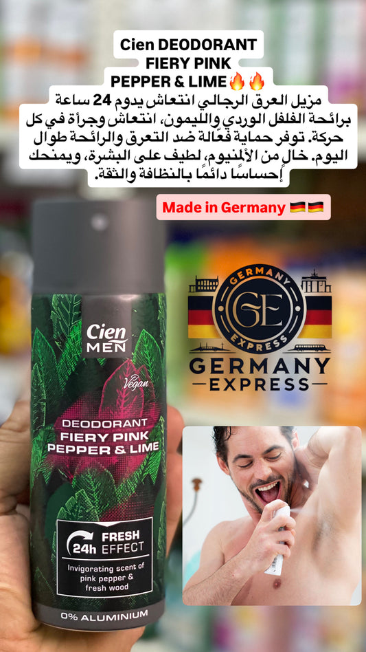 Cien DEODORANT FIERY PINK PEPPER & LIME. 200ml