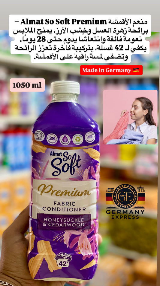 Almat So Soft Premium Fabric Conditioner Honeysuckle& Cedarwood. 1050ml