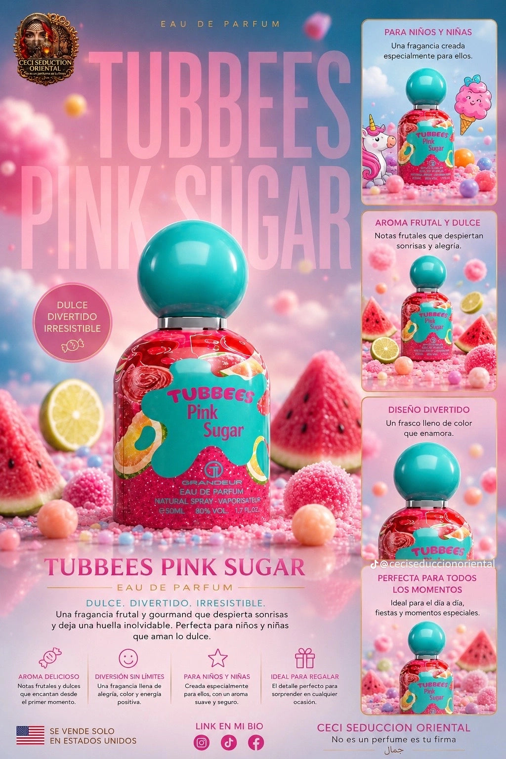 TUBBEES EAU DE PARFUM NATURAL SPRAY - VAPORISATEUR e50ML 1.7 FL.OZ.