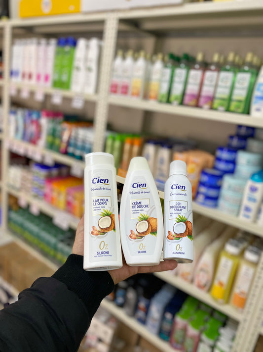 Cien Moments de soins Parfum noix de coco 3pcs- Body lotion 300ml + shower gel 300ml+ deodorant 200ml