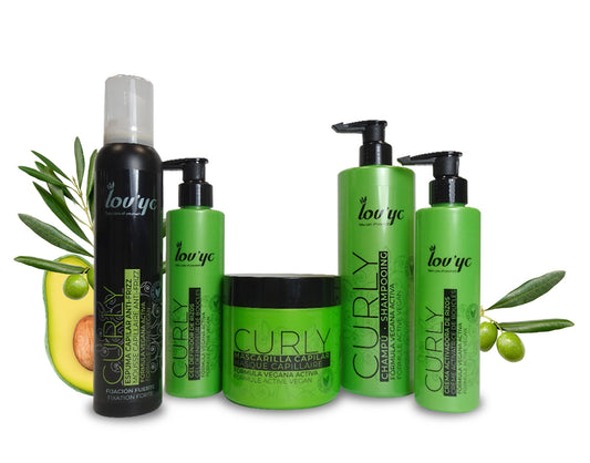 Lov’yc curly set 5pcs active vegan formula with soy proteins olive and flax oils