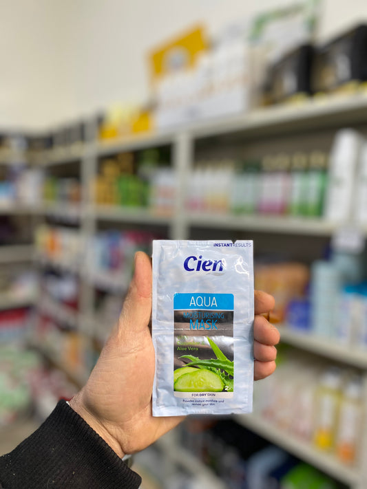 Cien AQUA MOISTURISING MASK with Cucumber & Aloe Vera FOR DRY SKIN.