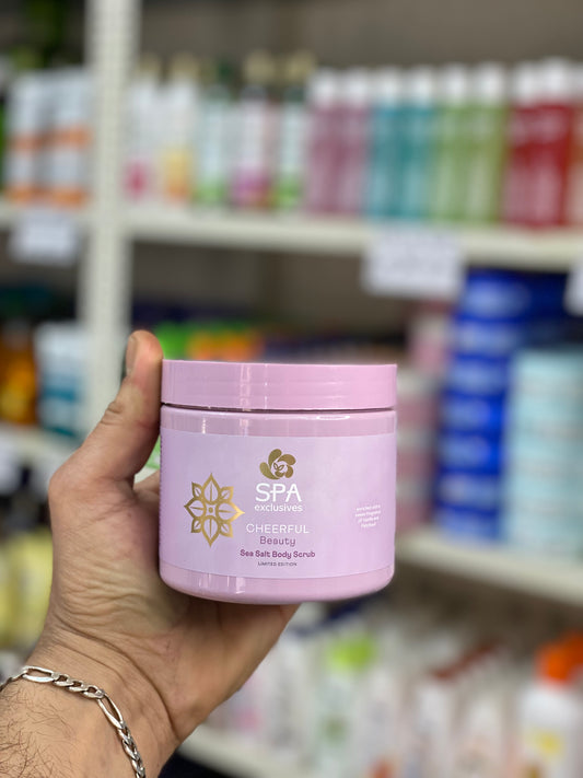 Spa Exclusives Cheerful Beauty sea salt body scrub - 500 g- enriched with sweet fragrance of Vanilla and Patchouli - Limited Edition - Vegan