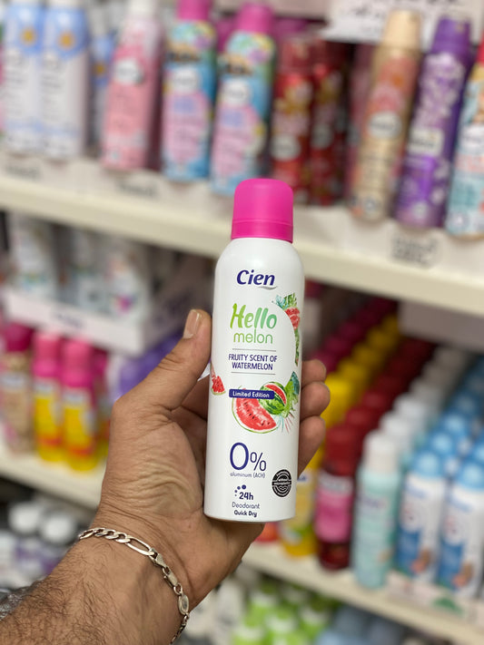 Cien Hello melon FRUITY SCENT OF WATERMELON 24h Deodorant Quick Dry 0% aluminum