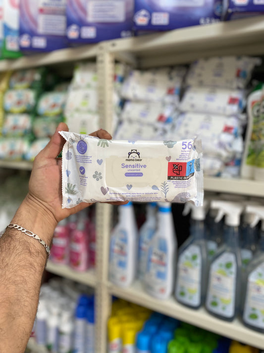 Mama bear baby wipes " Sensitive Unscented". 56 wipes