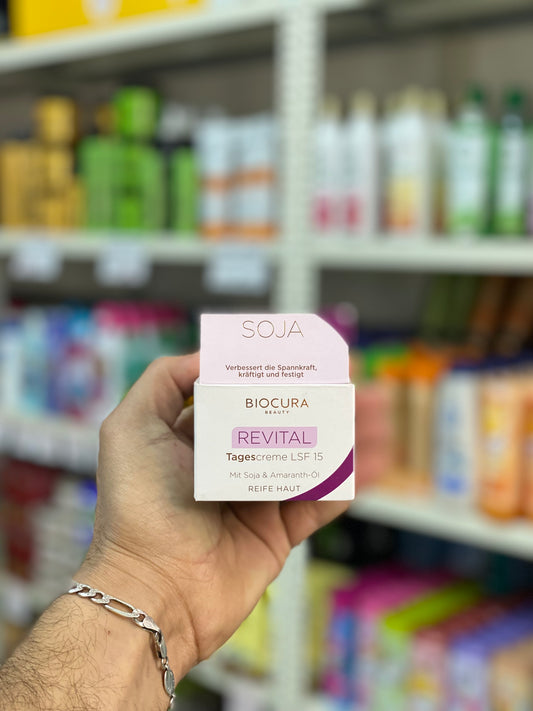 BIOCURA BEAUTY REVITAL Day Cream SPF 15 With Soy & Amaranth Oil For Mature Skin. 50ml