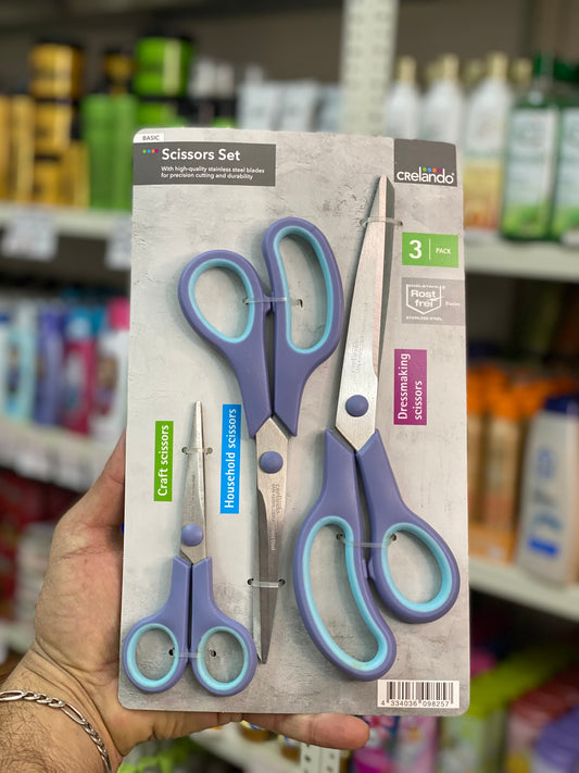 Scissors Set 3pcs With high-quality stainless steel blades for precision cutting and durability