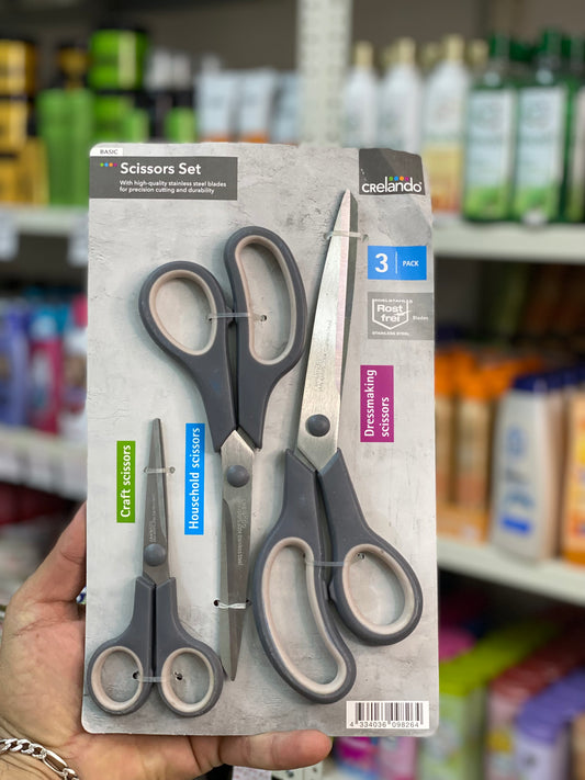 Scissors Set 3pcs With high-quality stainless steel blades for precision cutting and durability
